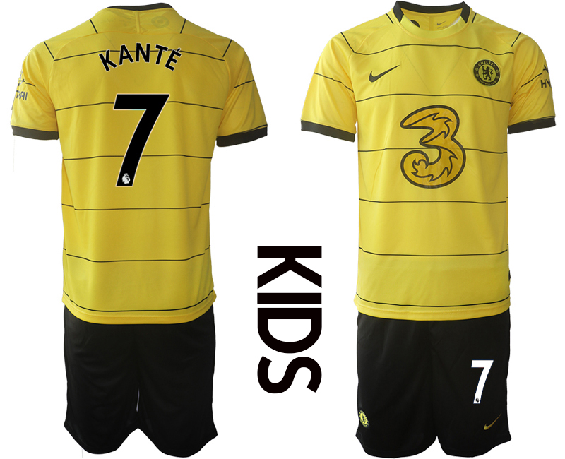 Youth 2021-2022 Club Chelsea away yellow #7 Soccer Jersey->youth soccer jersey->Youth Jersey
